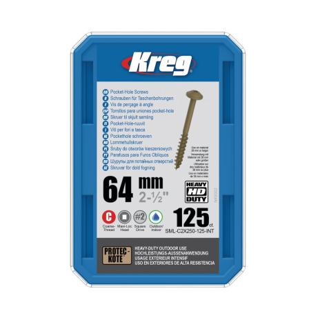 Kreg® HD Protec-Kote Maxi-Loc Taschenlochschrauben | SML-C2X250-125-INT 