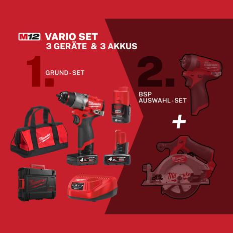 M12 Vario Set 12 V + 2 Geräte zur Auswahl 
