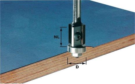 Wendeplatten-Bündigfräser HW Schaft 8 mm D19 mit Anlaufkugellager 20 mm